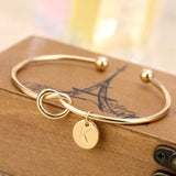 IPARAM Golden Silver Rose Gold Letter Bangle Bracelet 2019 Opening Adjustable A-Z Female Snake Chain Charm Bracelet