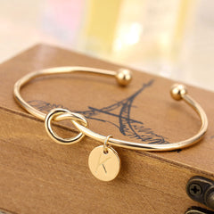 IPARAM Golden Silver Rose Gold Letter Bangle Bracelet 2019 Opening Adjustable A-Z Female Snake Chain Charm Bracelet