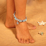 Bohemia Alloy Multi-layers Gold Silver Beads Sequins 3 Pieces Set Bracelet For Women Jewelry Foot Chain Anklets Accessories Gift