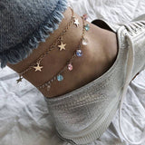 Bohemia Alloy Multi-layers Gold Silver Beads Sequins 3 Pieces Set Bracelet For Women Jewelry Foot Chain Anklets Accessories Gift